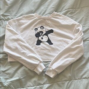 SHEIN White Long Sleeve with Panda Design